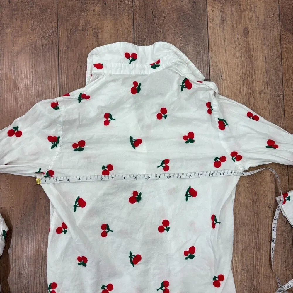 Lizette Collection Cherry Sleepwear Set Long Sleeve w/ Matching Shorts Sz Large